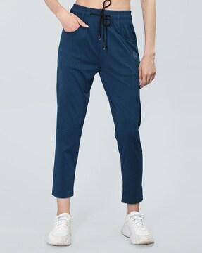 women straight track pants with elasticated drawstring waist