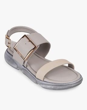 women strappy flat sandals with buckle