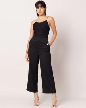 women strappy jumpsuit with insert pockets