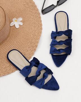 women strappy slip-on flat sandals