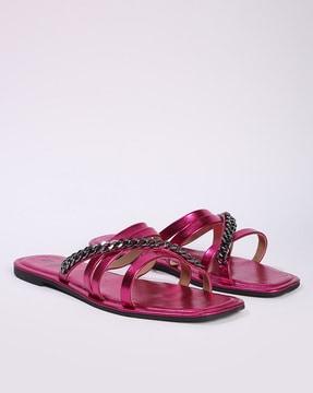 women strappy slip-on sandals