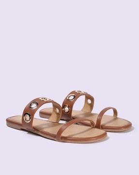 women strappy slip-on sandals