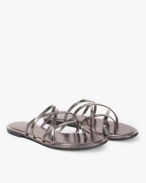 women strappy toe-ring flat sandals