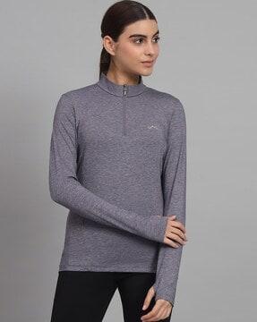 women stretch baselayer fitted high-neck t-shirt