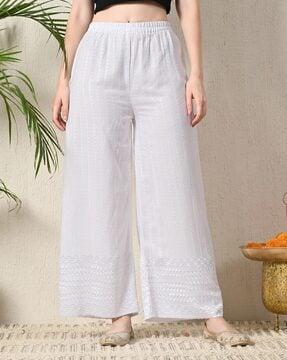 women striped  palazzos with elasticated waistband