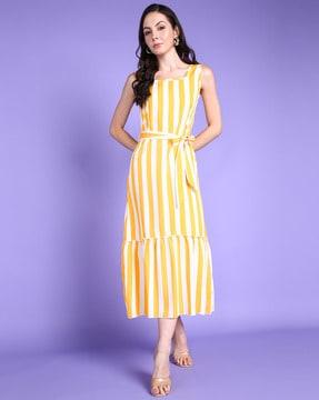 women striped a-line dress