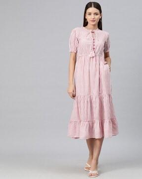 women striped a-line dress