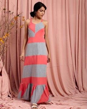 women striped a-line dress