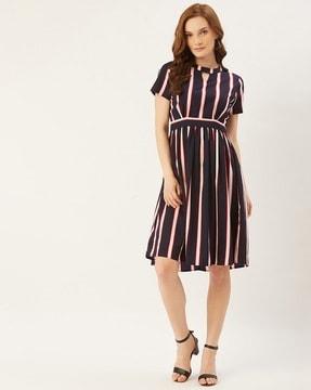 women striped a-line dress