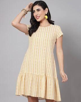 women striped a-line dress