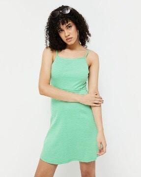 women striped a-line dress