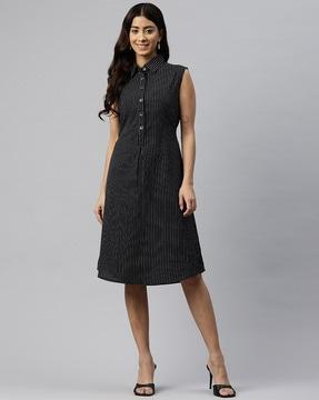 women striped a-line dress