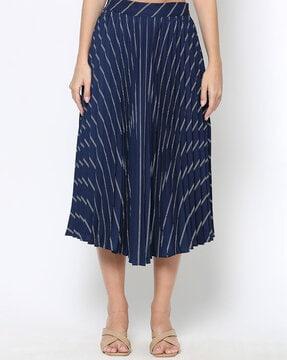 women striped a-line skirt with tie-up