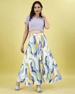 women striped a-line skirt