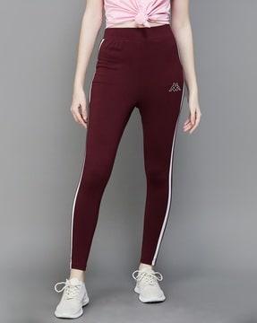 women striped ankle length track pants