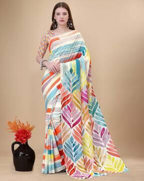 women striped art silk saree