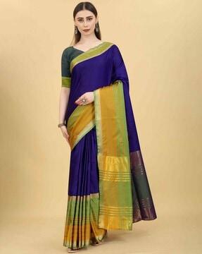 women striped art silk saree