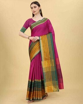 women striped art silk saree