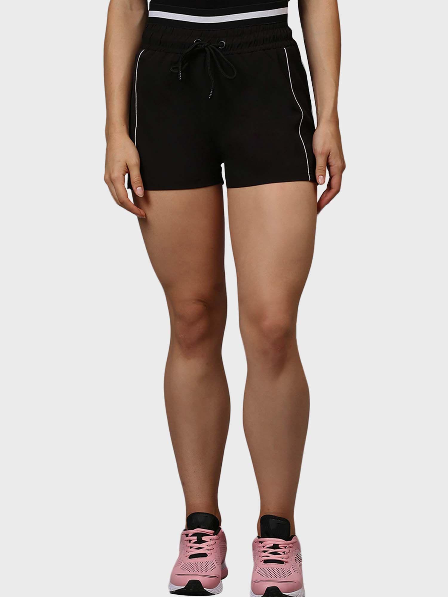 women striped black casual shorts