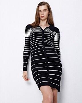 women striped bodycon dress