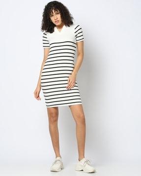 women striped bodycon dress