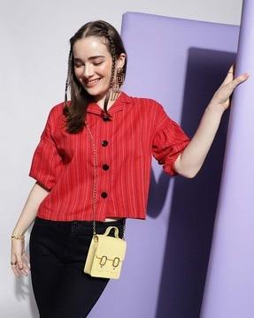 women striped boxy fit shirt