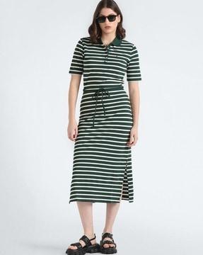 women striped breton polo dress