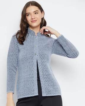 women striped button-down cardigan