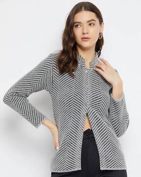 women striped button-down cardigan