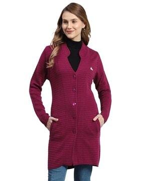 women striped cardigan with slip pockets