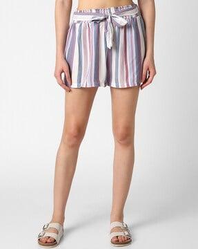 women striped city shorts with insert pockets