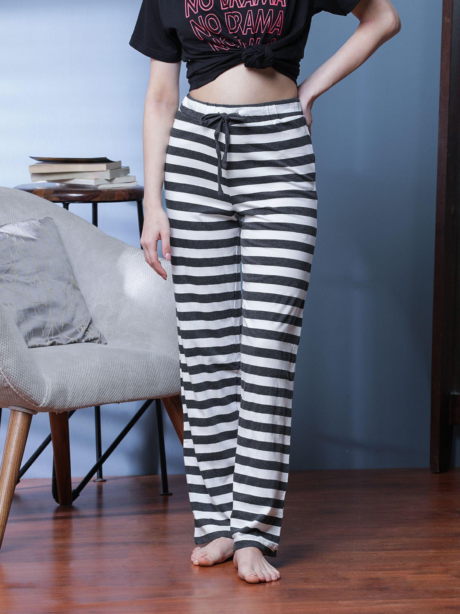 women striped comfort fit pyjama