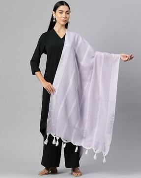 women striped cotton dupatta with tassels