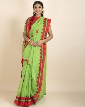 women striped cotton saree