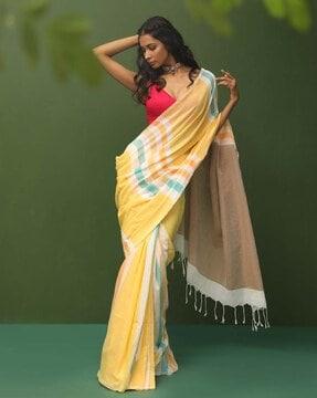 women striped cotton saree