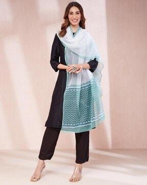 women striped cotton silk dupatta