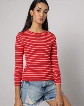 women striped crew-neck t-shirt