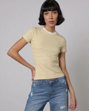 women striped crew-neck t-shirt