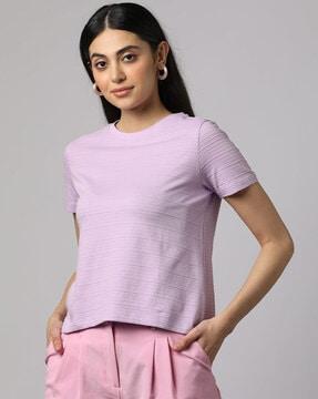 women striped crew-neck t-shirt