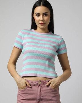 women striped crew-neck t-shirt