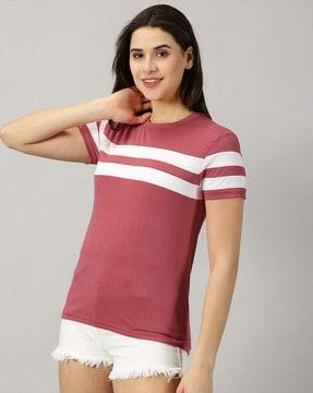 women striped crew-neck t-shirt