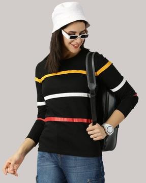 women striped crew-neck t-shirt