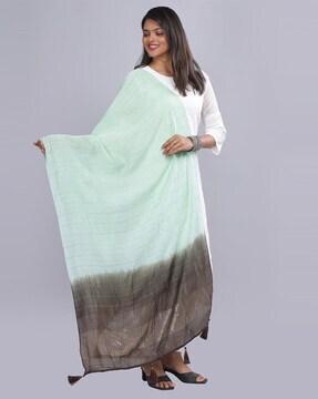 women striped dupatta with tassels