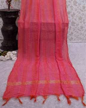 women striped dupatta with tassels