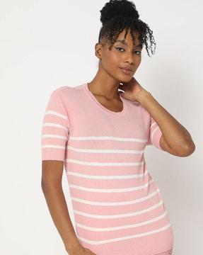 women striped fitted pullover