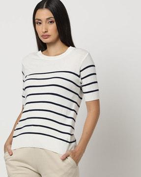 women striped fitted pullover