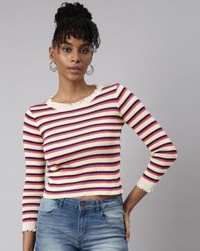 women striped fitted top