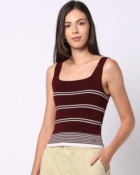 women striped fitted top