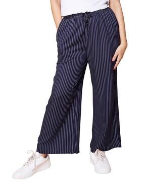 women striped flared palazzos