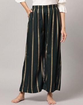 women striped flared pants